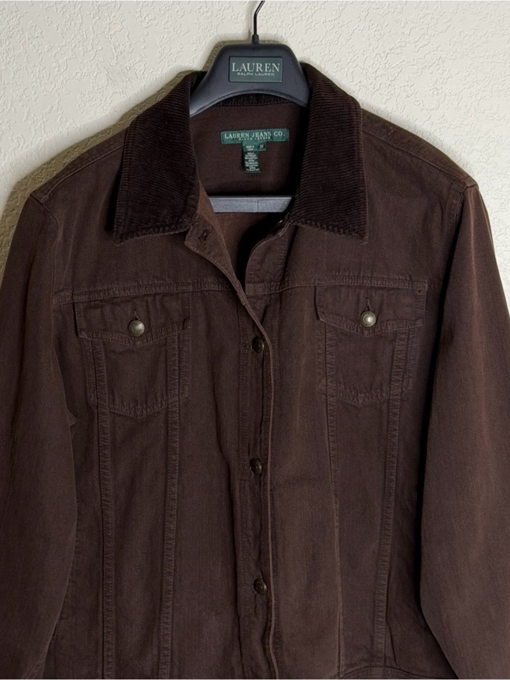 VTG RL Lauren Jeans Co Women’s Denim Jacket Plus 3X Brown Utility Western